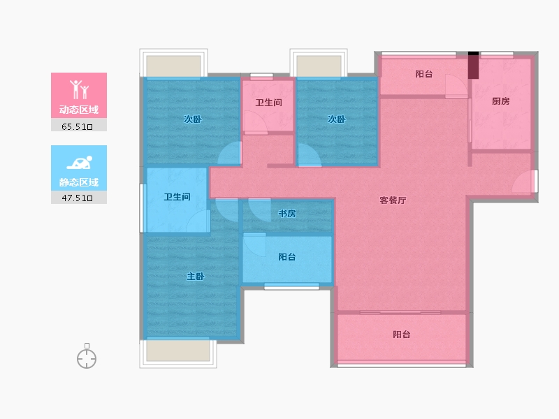 福建省-厦门市-马銮湾1号　128m²-102.40-户型库-动静分区