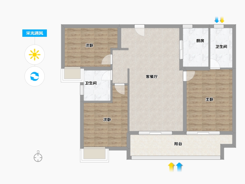 福建省-厦门市-马銮湾1号　115m²-92.00-户型库-采光通风