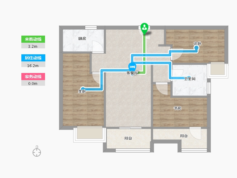 福建省-厦门市-马銮湾1号　86m²-68.81-户型库-动静线