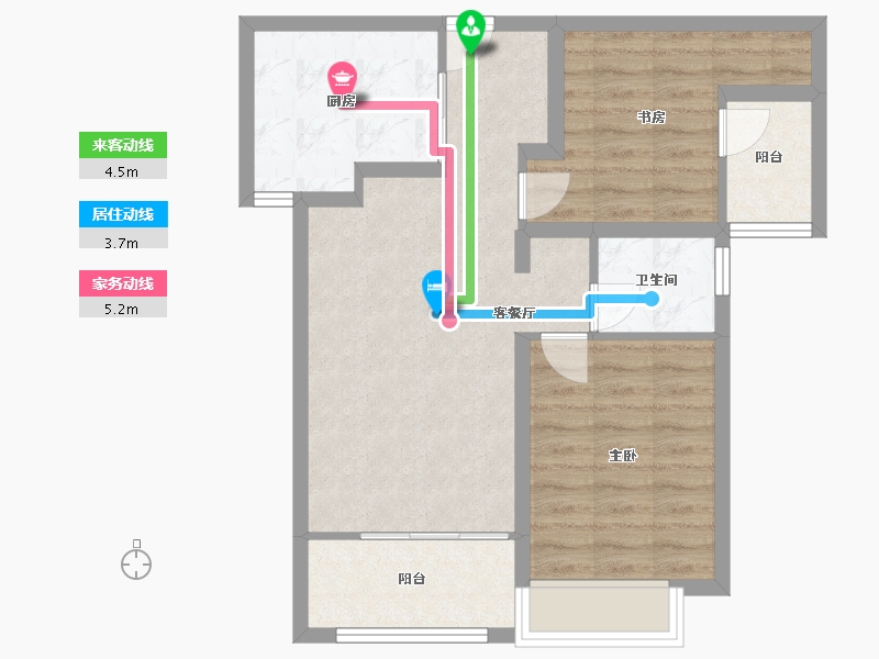 福建省-厦门市-招商公园壹号　81m²-64.80-户型库-动静线