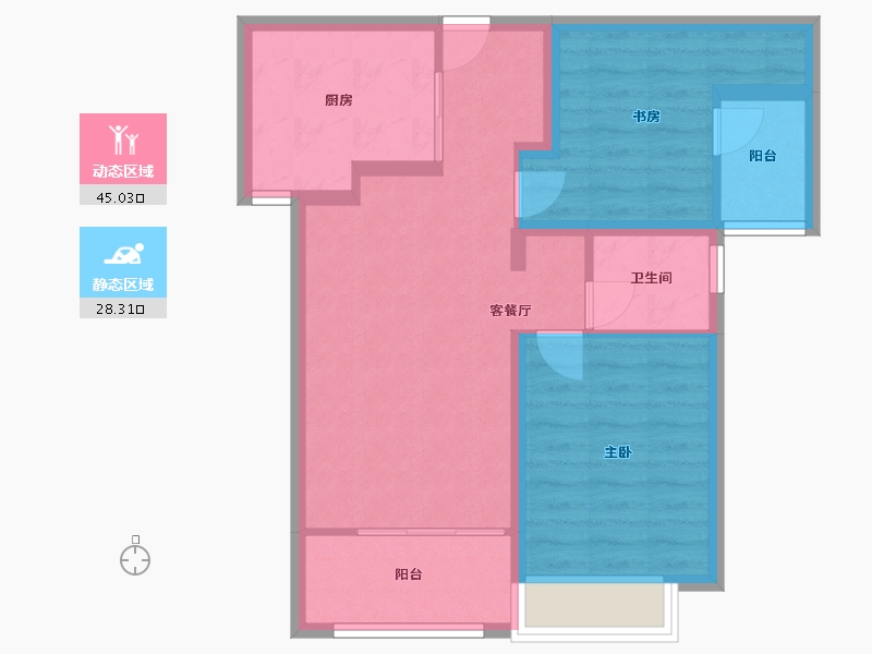 福建省-厦门市-招商公园壹号　81m²-64.80-户型库-动静分区