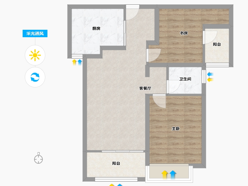 福建省-厦门市-招商公园壹号　81m²-64.80-户型库-采光通风