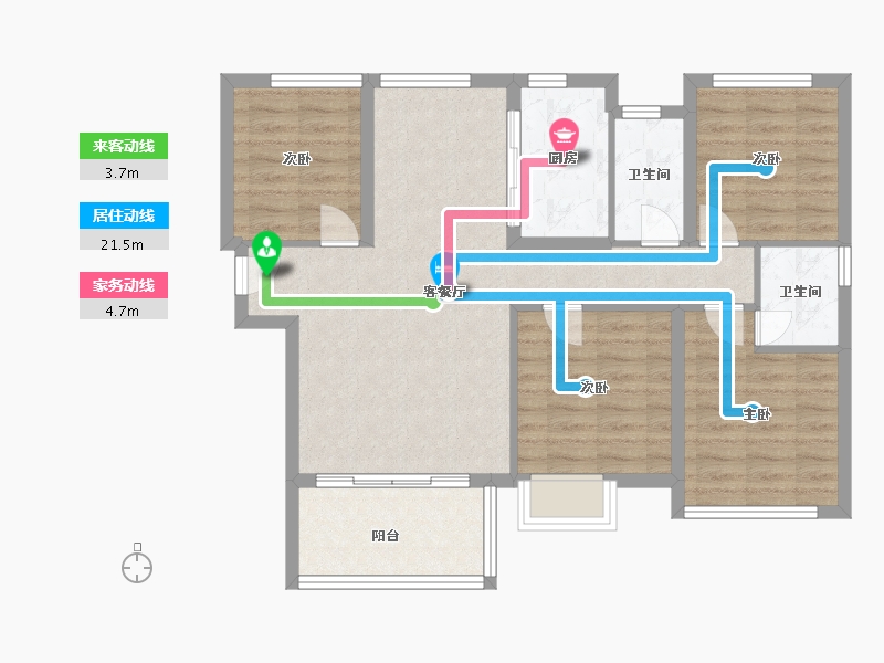 福建省-厦门市-中央公园７号楼110m²-88.00-户型库-动静线