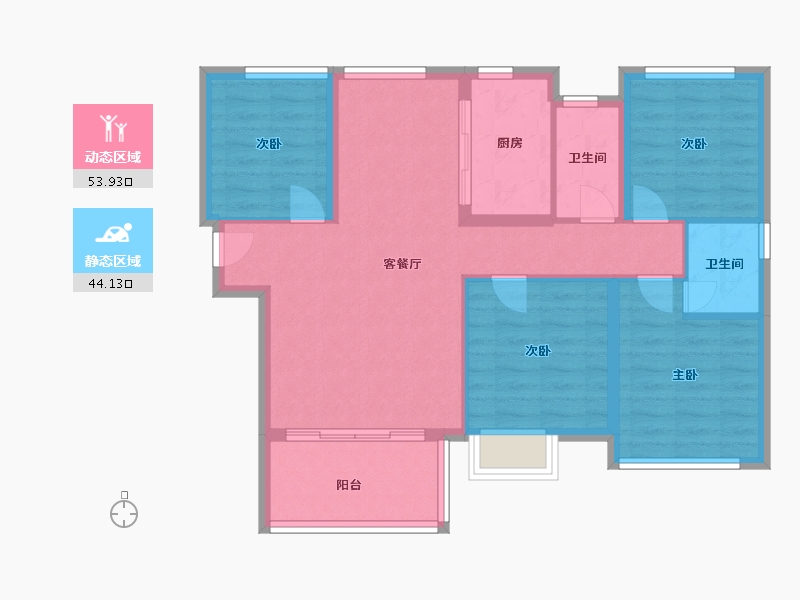 福建省-厦门市-中央公园７号楼110m²-88.00-户型库-动静分区