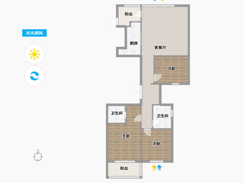 福建省-厦门市-海尔产城创华玺140m²-112.00-户型库-采光通风