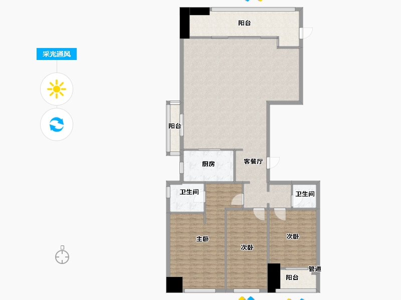 福建省-厦门市-海尔产城创华玺A8号楼197m²-157.60-户型库-采光通风