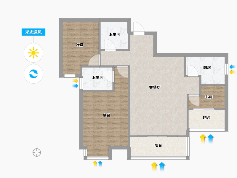 福建省-厦门市-海投第一湾P7-1幢99m²-79.20-户型库-采光通风