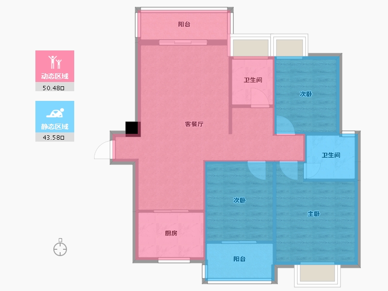 福建省-厦门市-海投第一湾P7-1幢121m²-85.42-户型库-动静分区