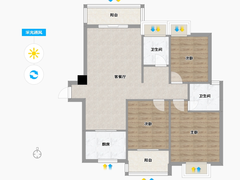 福建省-厦门市-海投第一湾P7-1幢121m²-85.42-户型库-采光通风