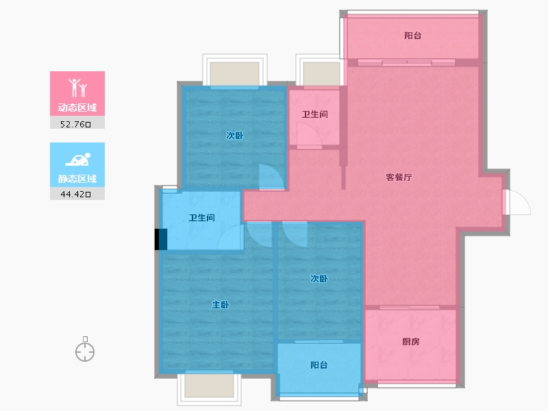 福建省-厦门市-海投第一湾P7-1幢127m²-88.29-户型库-动静分区