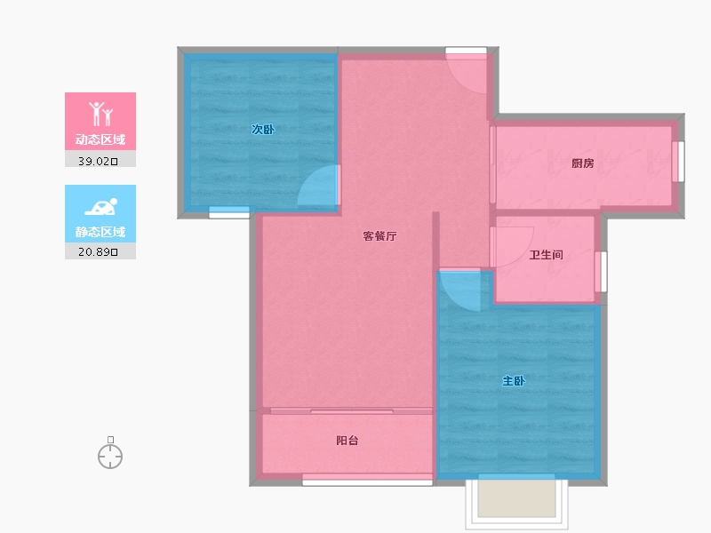 福建省-厦门市-海投第一湾二期湖海庄园1号楼,2号楼　80m²-54.20-户型库-动静分区