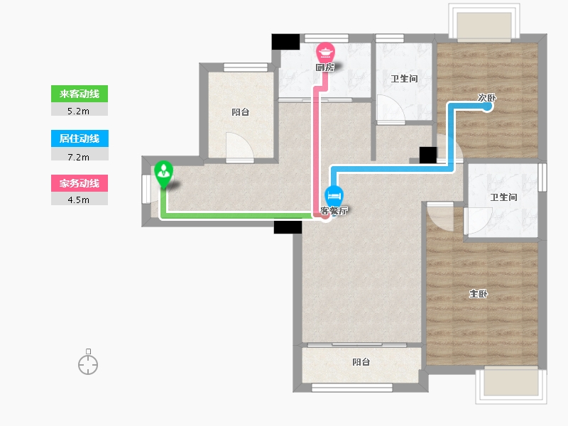 福建省-厦门市-海投第一湾二期湖海庄园1号楼,2号楼105m²-71.01-户型库-动静线