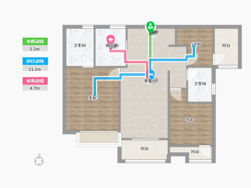 福建省-厦门市-马銮湾1号1,2,5,6　102m²-81.60-户型库-动静线