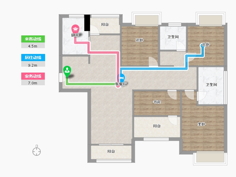 福建省-厦门市-马銮湾1号　128m²-102.40-户型库-动静线