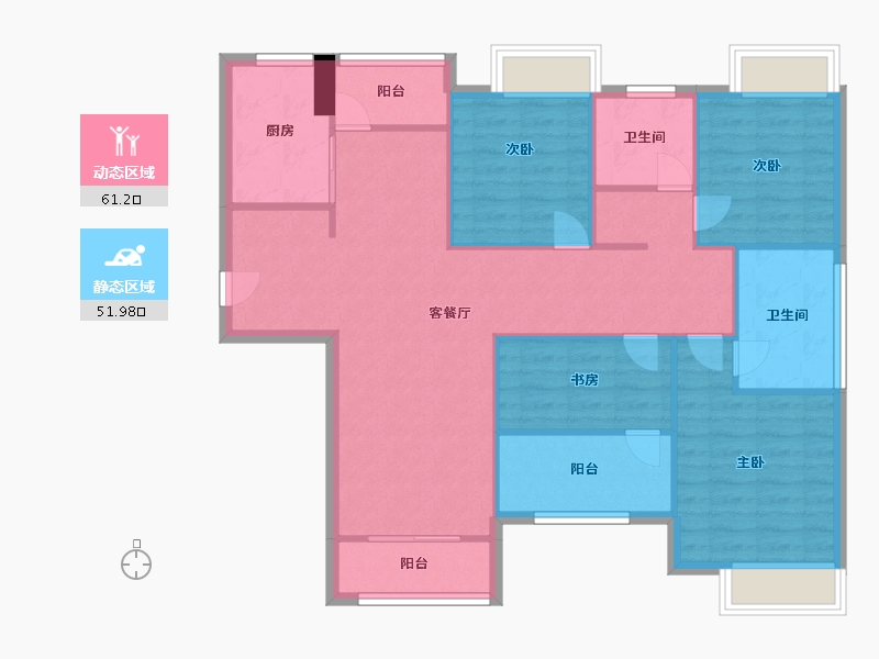 福建省-厦门市-马銮湾1号　128m²-102.40-户型库-动静分区