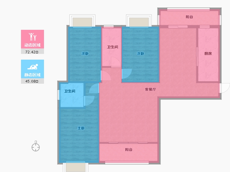 福建省-厦门市-凤凰花城15号楼134m²-107.20-户型库-动静分区