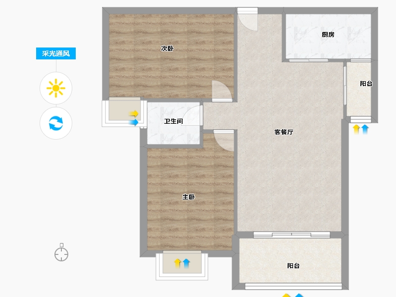 福建省-厦门市-凤凰花城15号楼89m²-71.20-户型库-采光通风