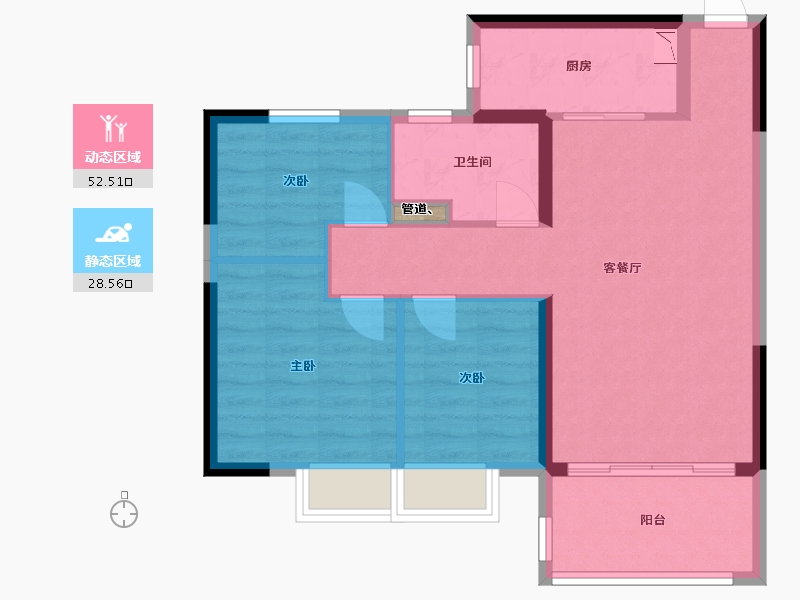 福建省-厦门市-恒大帝景1１号楼91m²-72.80-户型库-动静分区