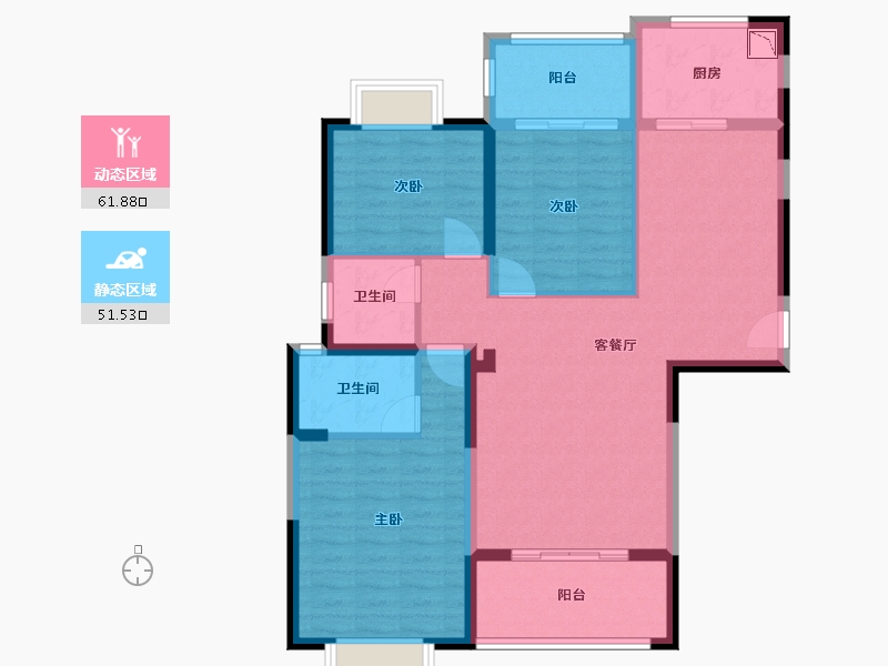 福建省-厦门市-嘉和豪庭1号楼,2号楼127m²-101.60-户型库-动静分区