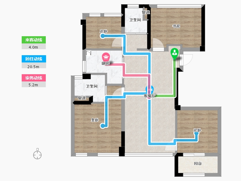 福建省-厦门市-龙湖景粼原著-住宅2号楼89m²-78.26-户型库-动静线