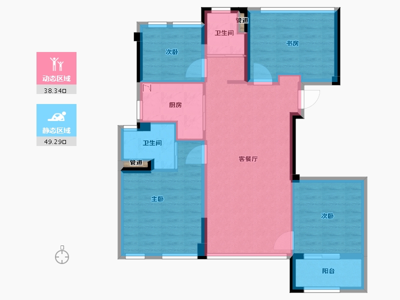 福建省-厦门市-龙湖景粼原著-住宅2号楼89m²-78.26-户型库-动静分区