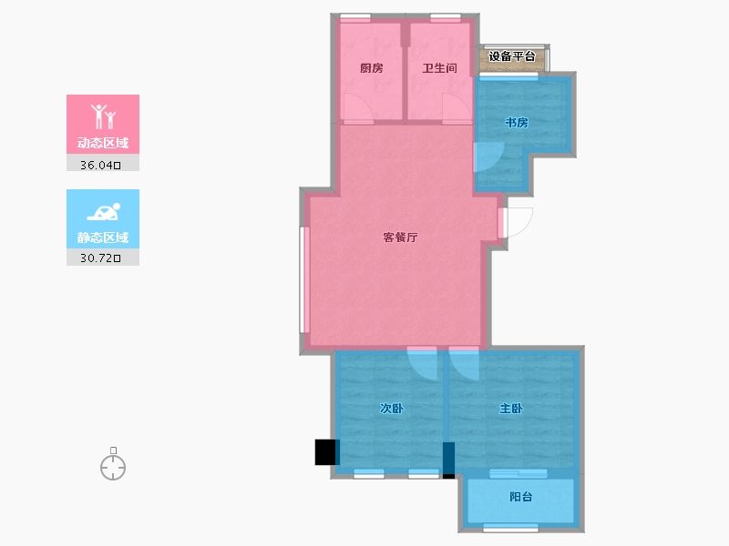 福建省-厦门市-龙湖景粼原著-住宅13号楼75m²-60.33-户型库-动静分区