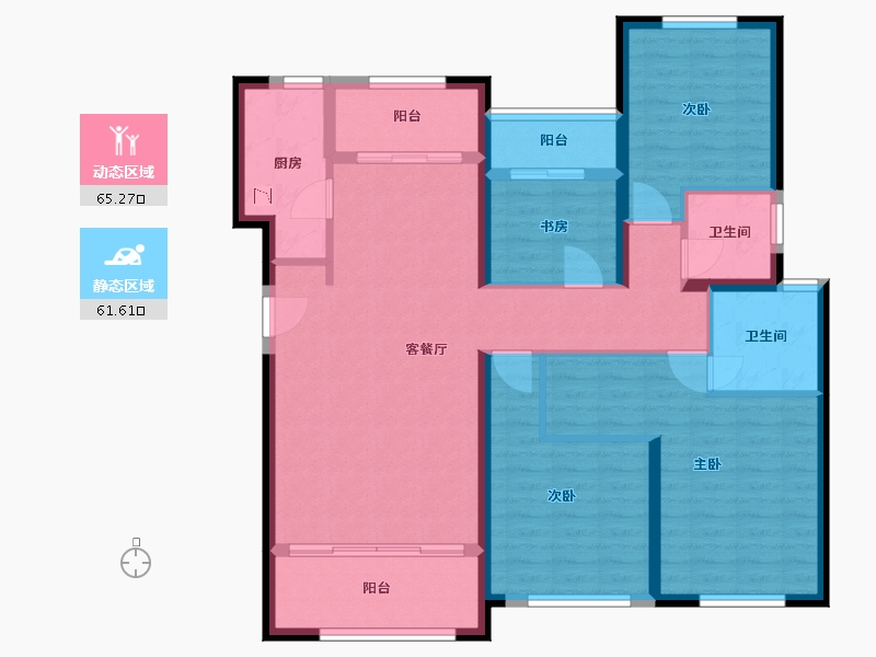 福建省-厦门市-水晶湖郡G户型142㎡-113.60-户型库-动静分区