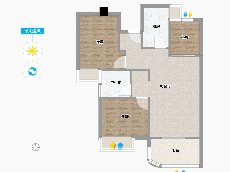 福建省-厦门市-住宅水晶地铁公元4,3,2,188m²-70.40-户型库-采光通风