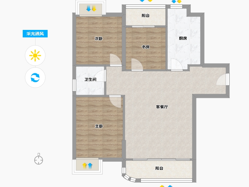 福建省-厦门市-住宅水晶地铁公元4　101m²-80.80-户型库-采光通风