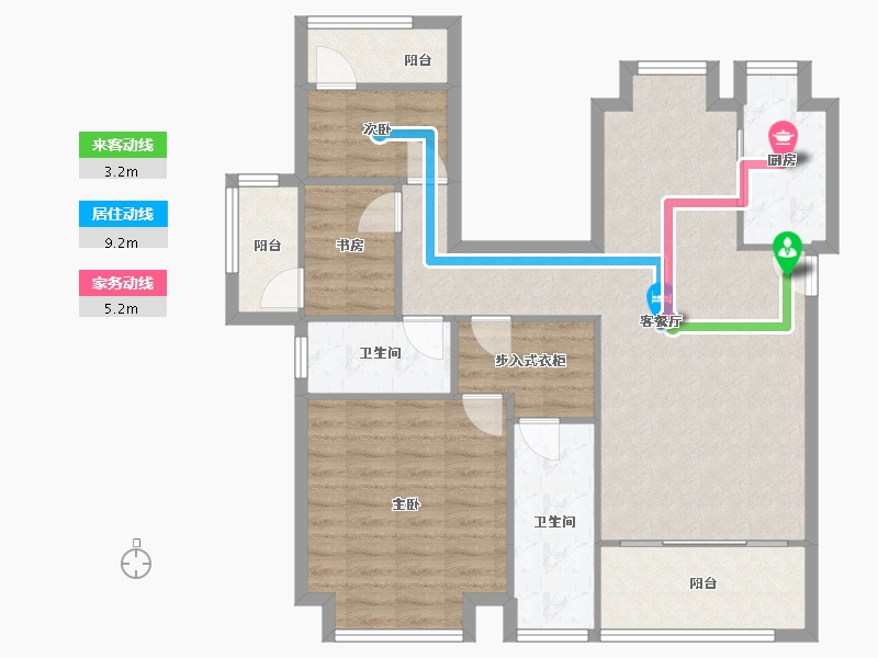 福建省-厦门市-中交和美新城（二期三期）125m²-96.70-户型库-动静线