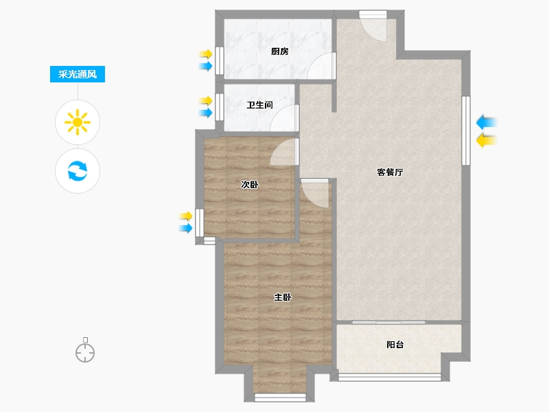 福建省-厦门市-中央公园城8号楼91m²-72.80-户型库-采光通风