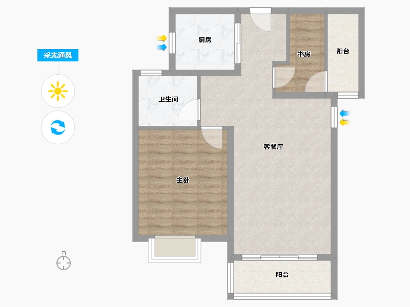 福建省-厦门市-中交和美新城（二期三期）19号楼80m²-72.00-户型库-采光通风