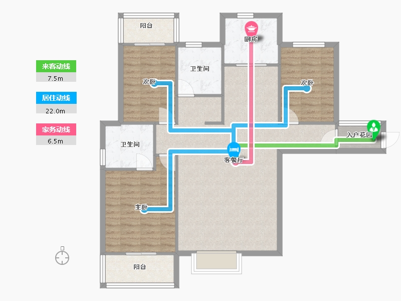 福建省-厦门市-中央公园城8号楼125m²-100.00-户型库-动静线