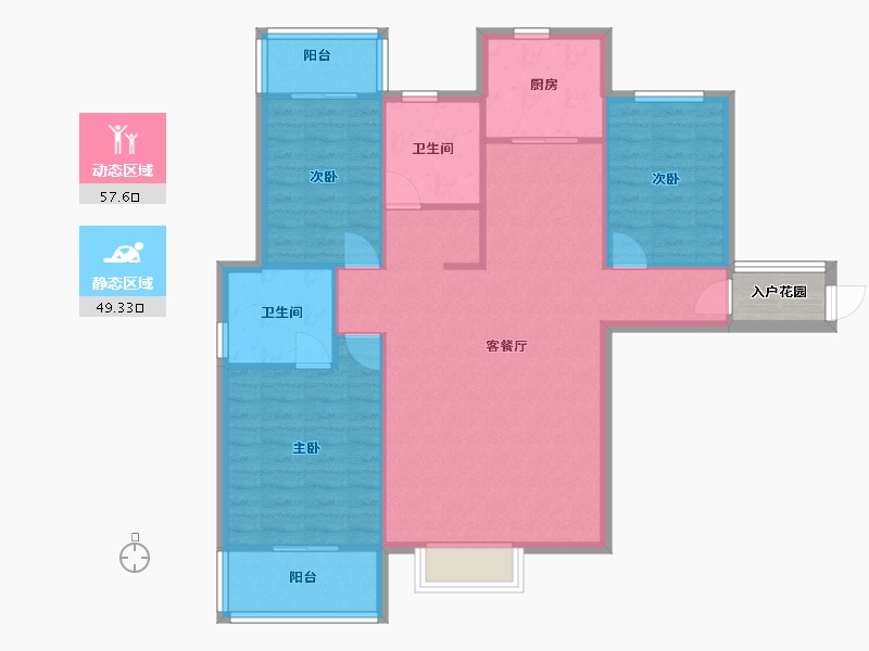 福建省-厦门市-中央公园城8号楼125m²-100.00-户型库-动静分区