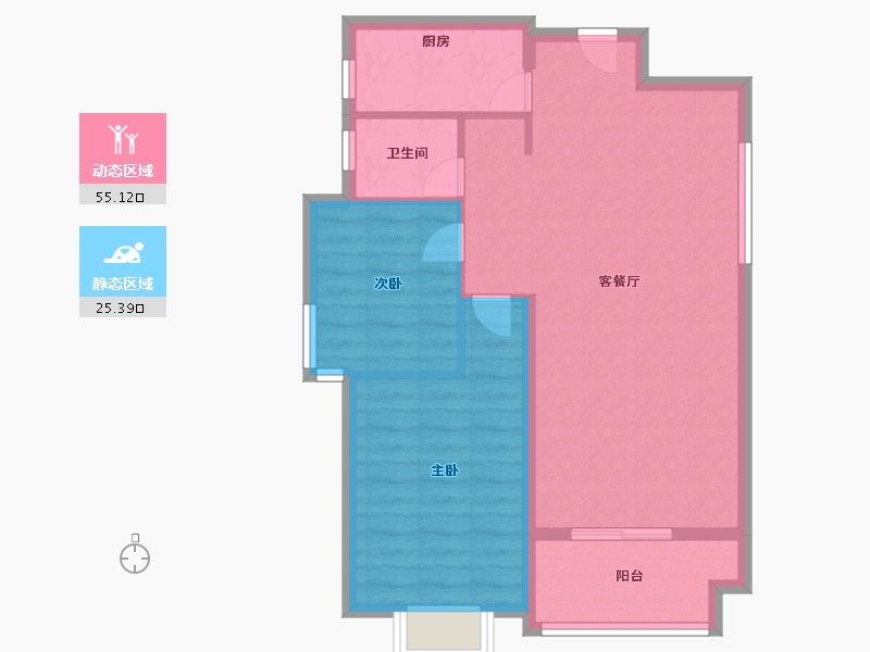 福建省-厦门市-中央公园城91m²-72.80-户型库-动静分区