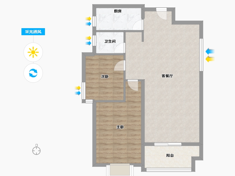 福建省-厦门市-中央公园城91m²-72.80-户型库-采光通风