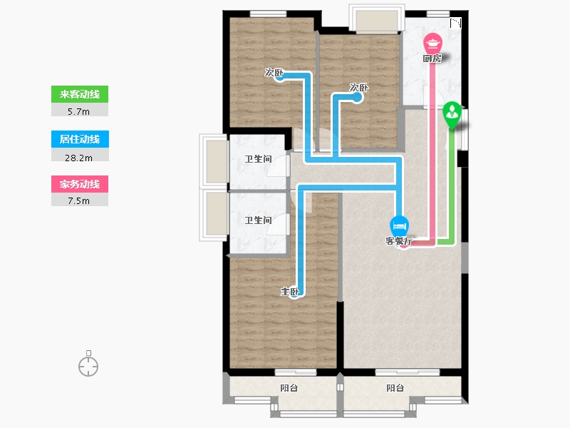 福建省-厦门市-住宅莲花首岸合院1号楼,2号楼143m²-109.09-户型库-动静线