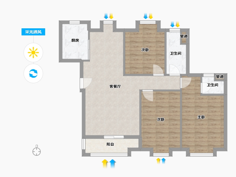 福建省-厦门市-住宅莲花新城2地块A号楼116m²-83.56-户型库-采光通风