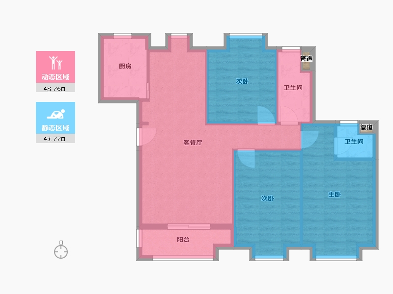 福建省-厦门市-住宅莲花新城2地块A号楼,2地块B号楼116m²-84.00-户型库-动静分区