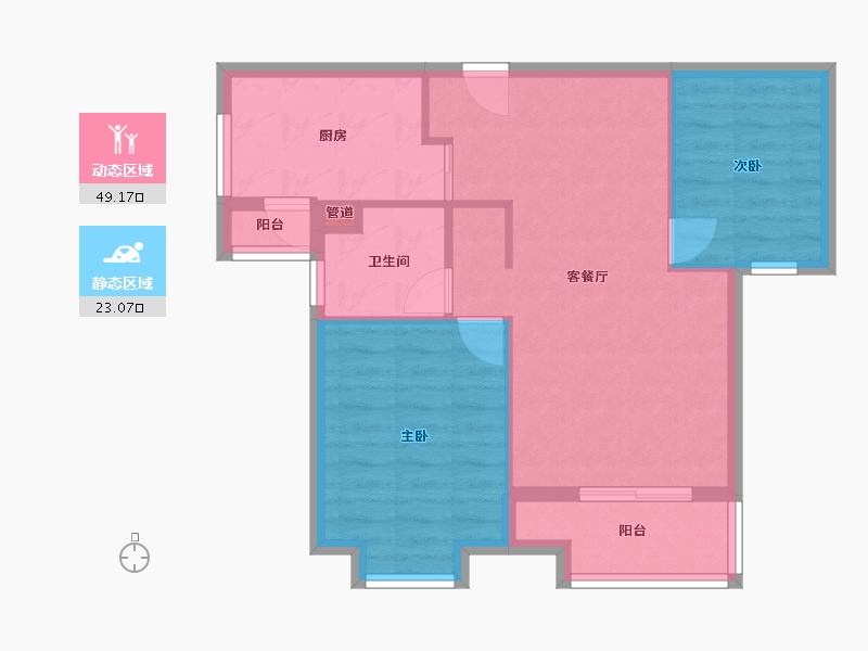 福建省-厦门市-住宅莲花新城2地块B号楼91m²-64.81-户型库-动静分区