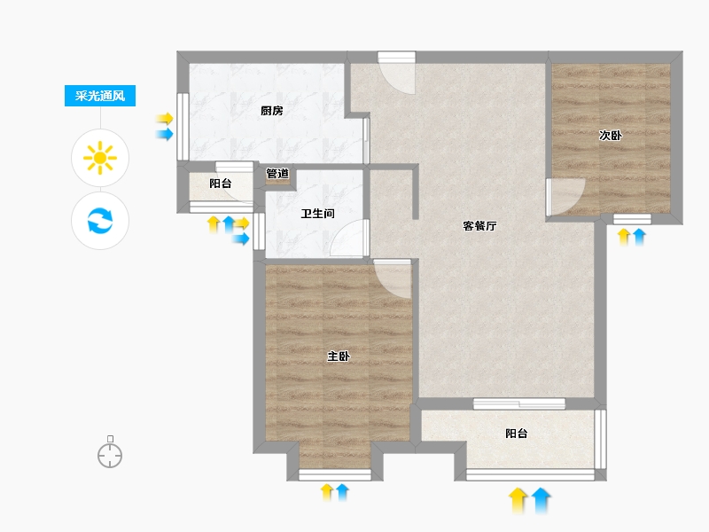 福建省-厦门市-住宅莲花新城2地块B号楼91m²-64.81-户型库-采光通风