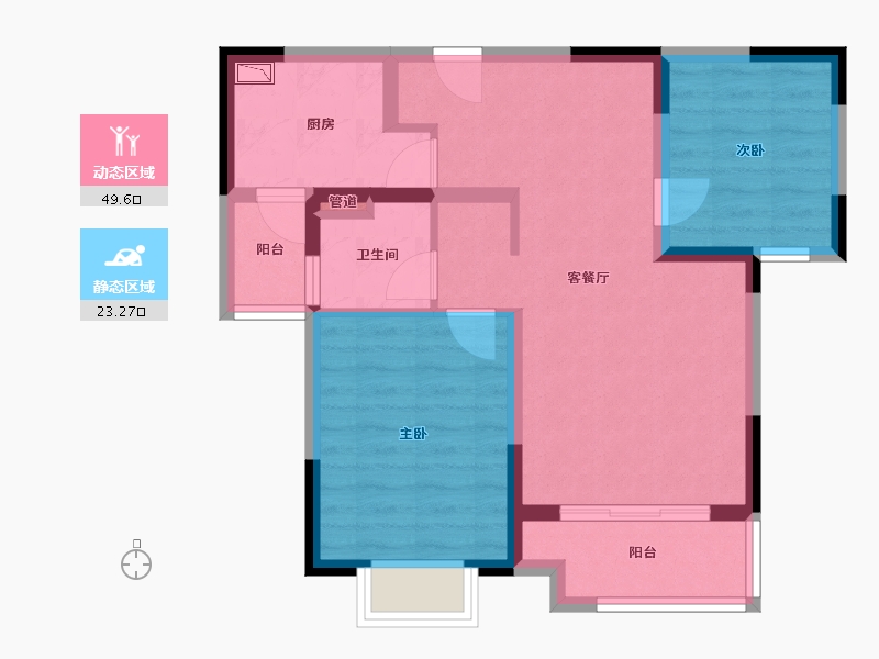 福建省-厦门市-住宅莲花新城2地块C号楼85m²-63.86-户型库-动静分区