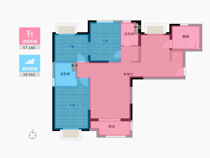 福建省-厦门市-住宅莲花新城2地块C号楼116m²-84.26-户型库-动静分区