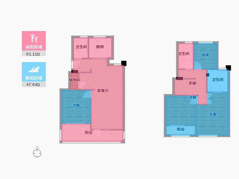 福建省-厦门市-融创东南府9号楼,11号楼,13号楼123m²-97.08-户型库-动静分区