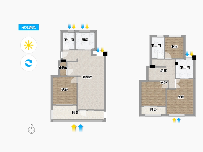 福建省-厦门市-融创东南府9号楼,11号楼,13号楼123m²-97.08-户型库-采光通风