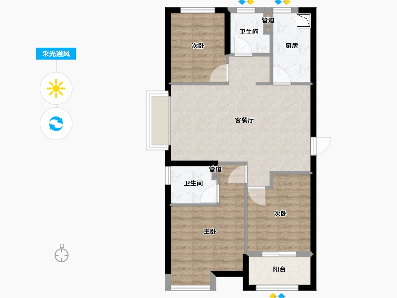 福建省-厦门市-保利和光城悦8号楼89m²-71.20-户型库-采光通风