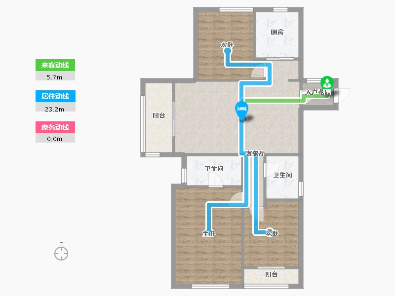 福建省-厦门市-古龙尚逸园1号楼（南）,1号楼（北）120m²-96.00-户型库-动静线