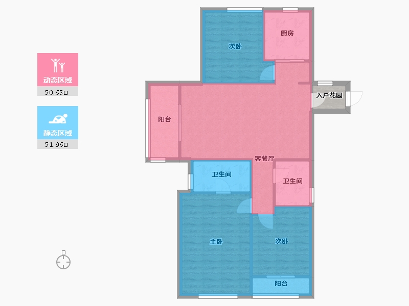 福建省-厦门市-古龙尚逸园1号楼（南）,1号楼（北）120m²-96.00-户型库-动静分区