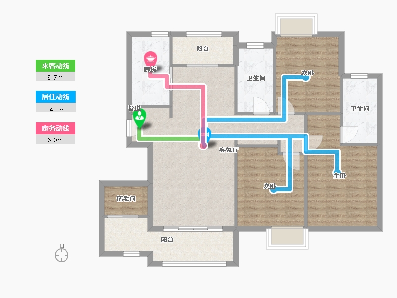 福建省-厦门市-国贸天成　129m²-103.20-户型库-动静线