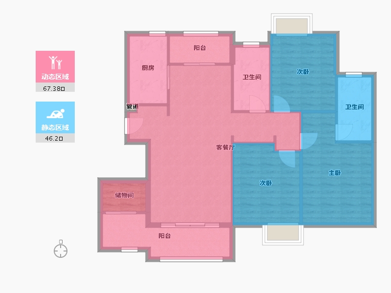 福建省-厦门市-国贸天成　129m²-103.20-户型库-动静分区